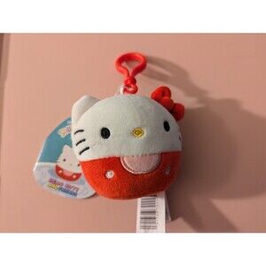 Squishmallows Sanrio 3.5-Inch Hello Kitty Official Jazwares Plush Bag Clip Red